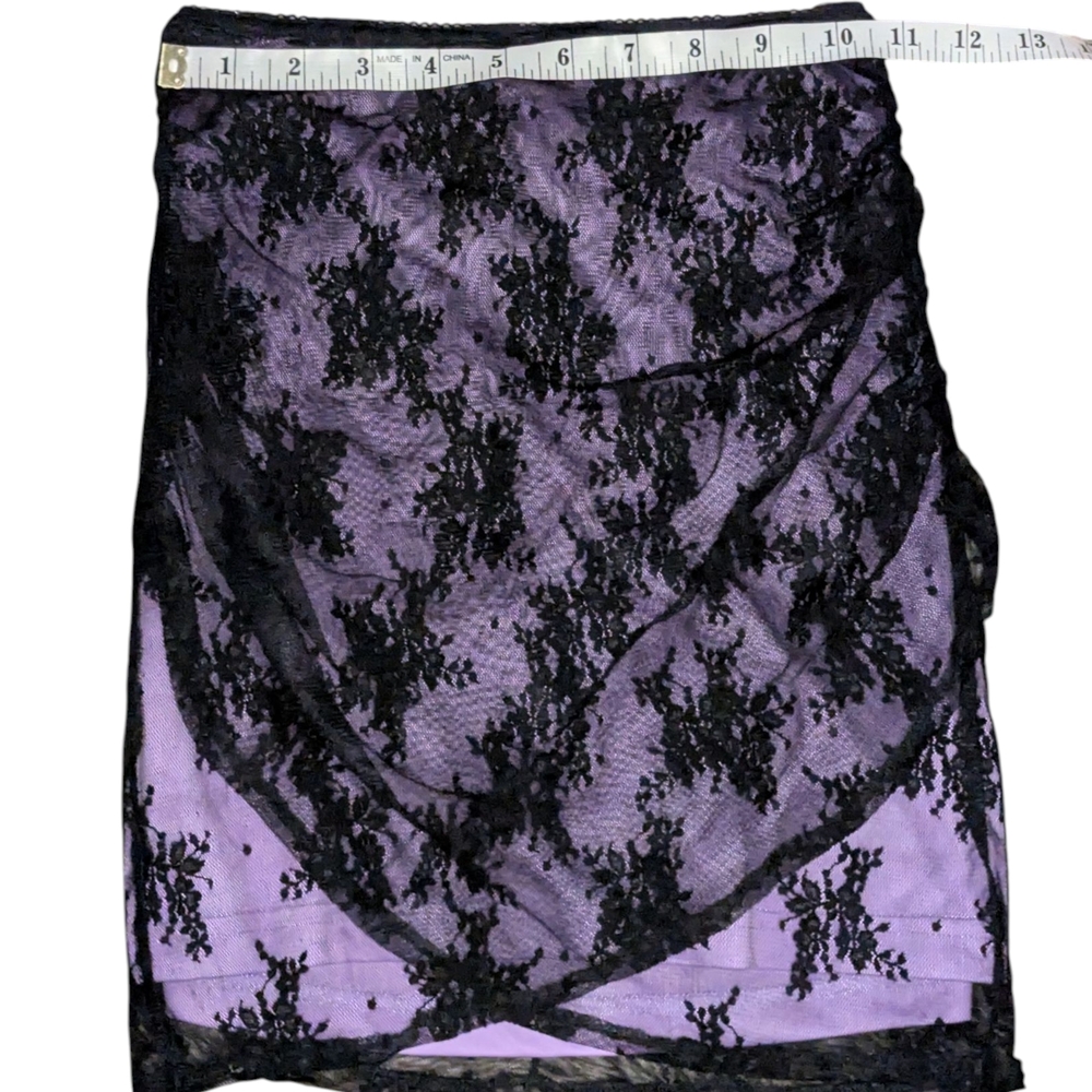 Urban Outfitters Y2K Black Lace Coquette Goth Fairycore Purple Mini Skirt XS - Picture 10 of 14